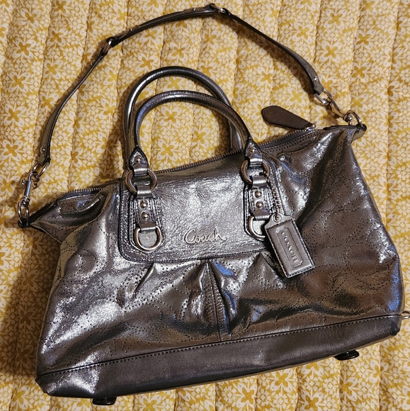 Coach Patent Leather Silver Bag - Picture 2 of 10